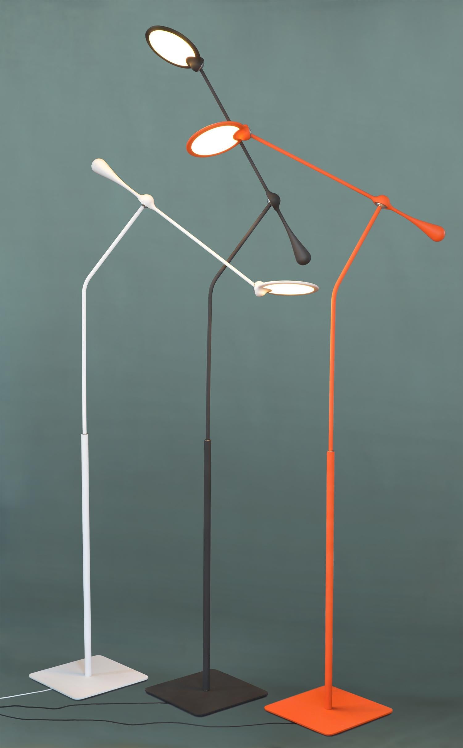 Aluminum, iron and steel structure, Dimmable 102 LED array, 18-380 lumens

Peter Stathis, LED light designer based in San Francisco envisioned the Trapeze lamp as an ultra-functional, long-lasting energy efficient task light with personality.

As