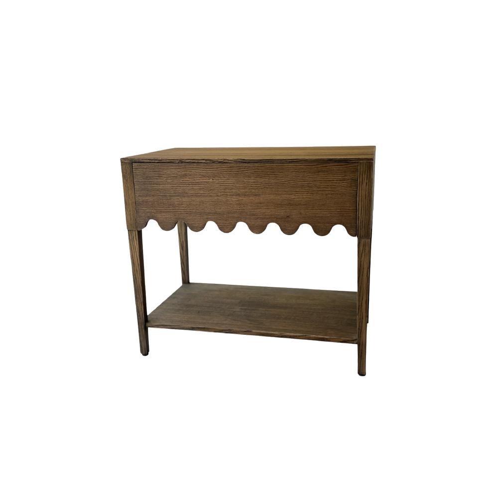 Light and Dwell Charli Wave Scalloped Oak Nightstand with Drawer For ...