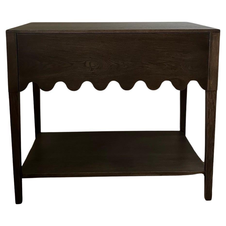 Light and Dwell Charli Wave Scalloped Oak Nightstand with Drawer For Sale