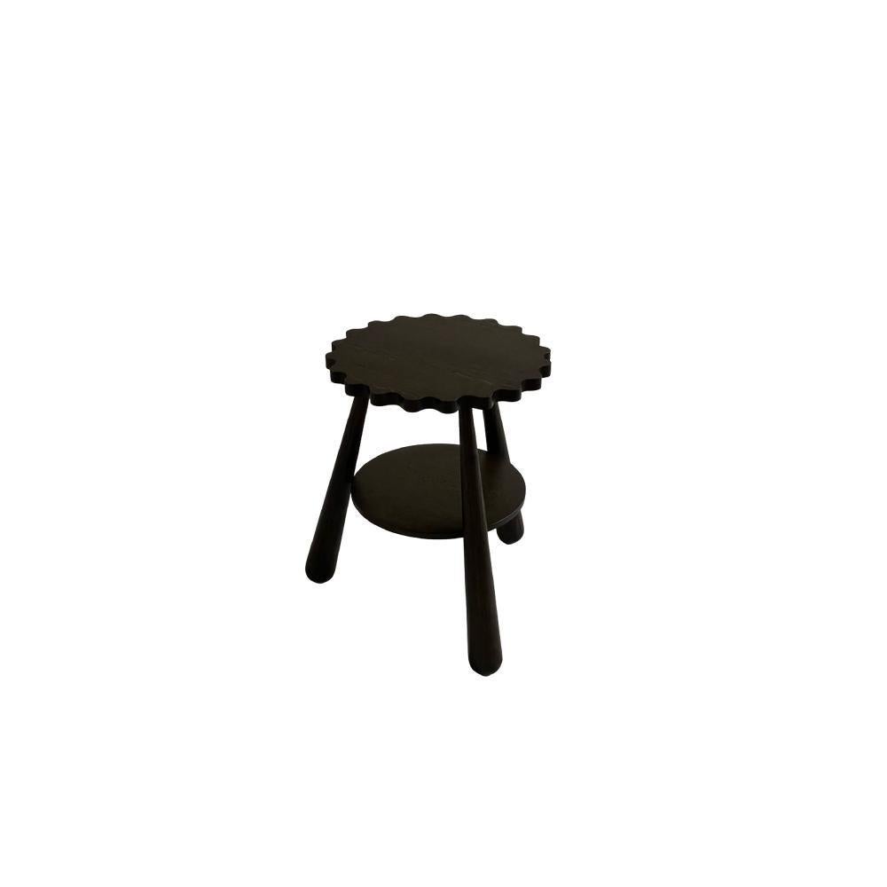 American Light and Dwell Louis Wave Scalloped Side Table with Shelf