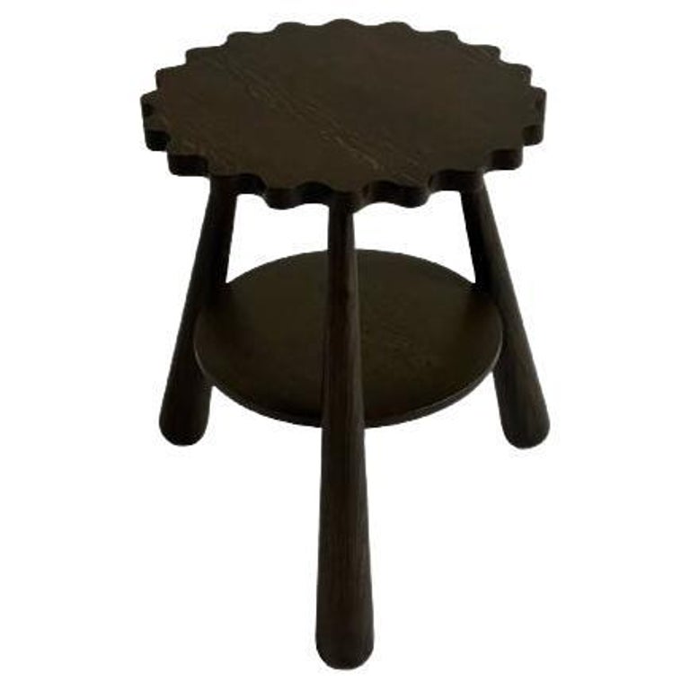 Light and Dwell Louis Wave Scalloped Side Table with Shelf For Sale at