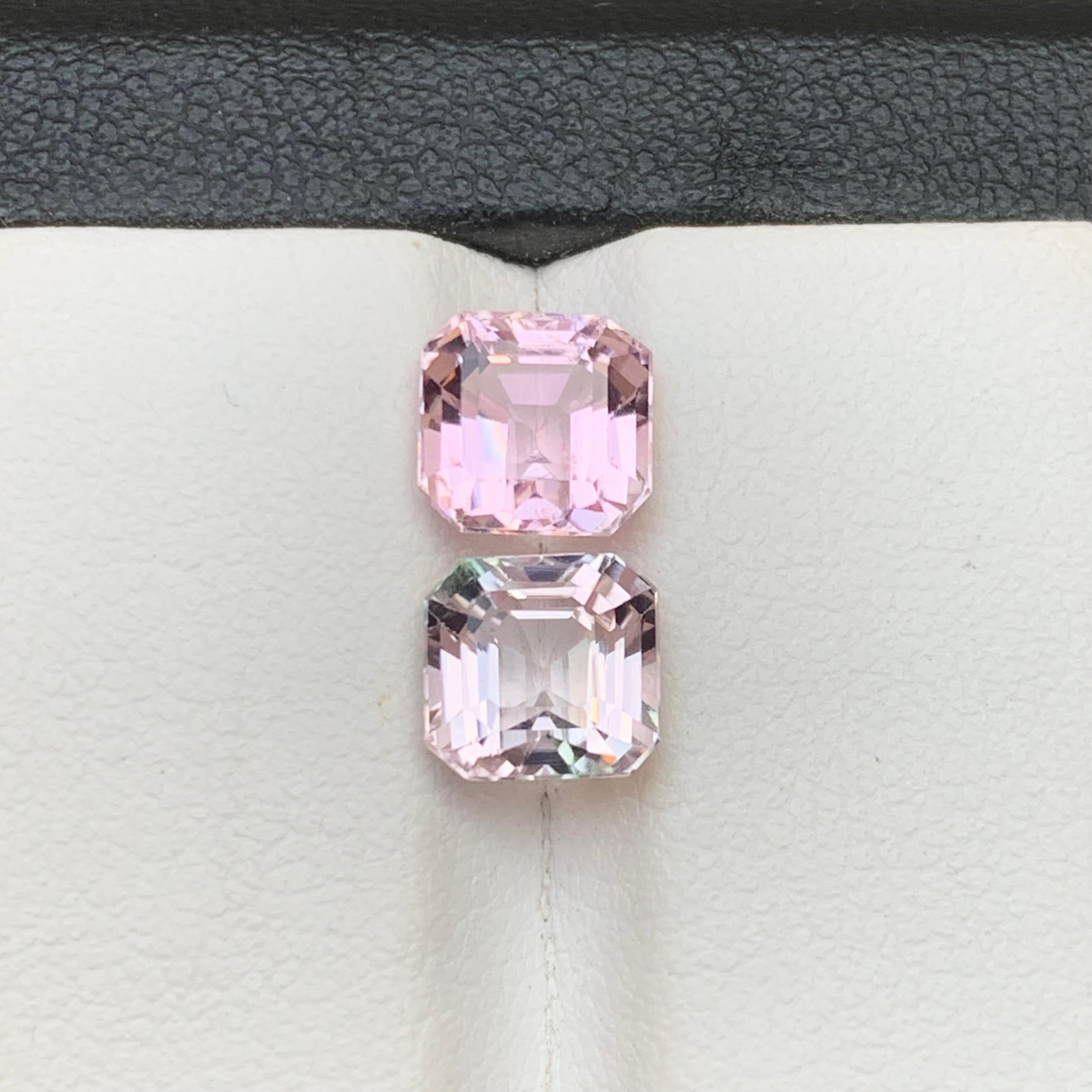 Light and Pastel Baby Pink Natural Tourmaline Loose Gemstones 4.35 Ct Square Cut For Sale 5