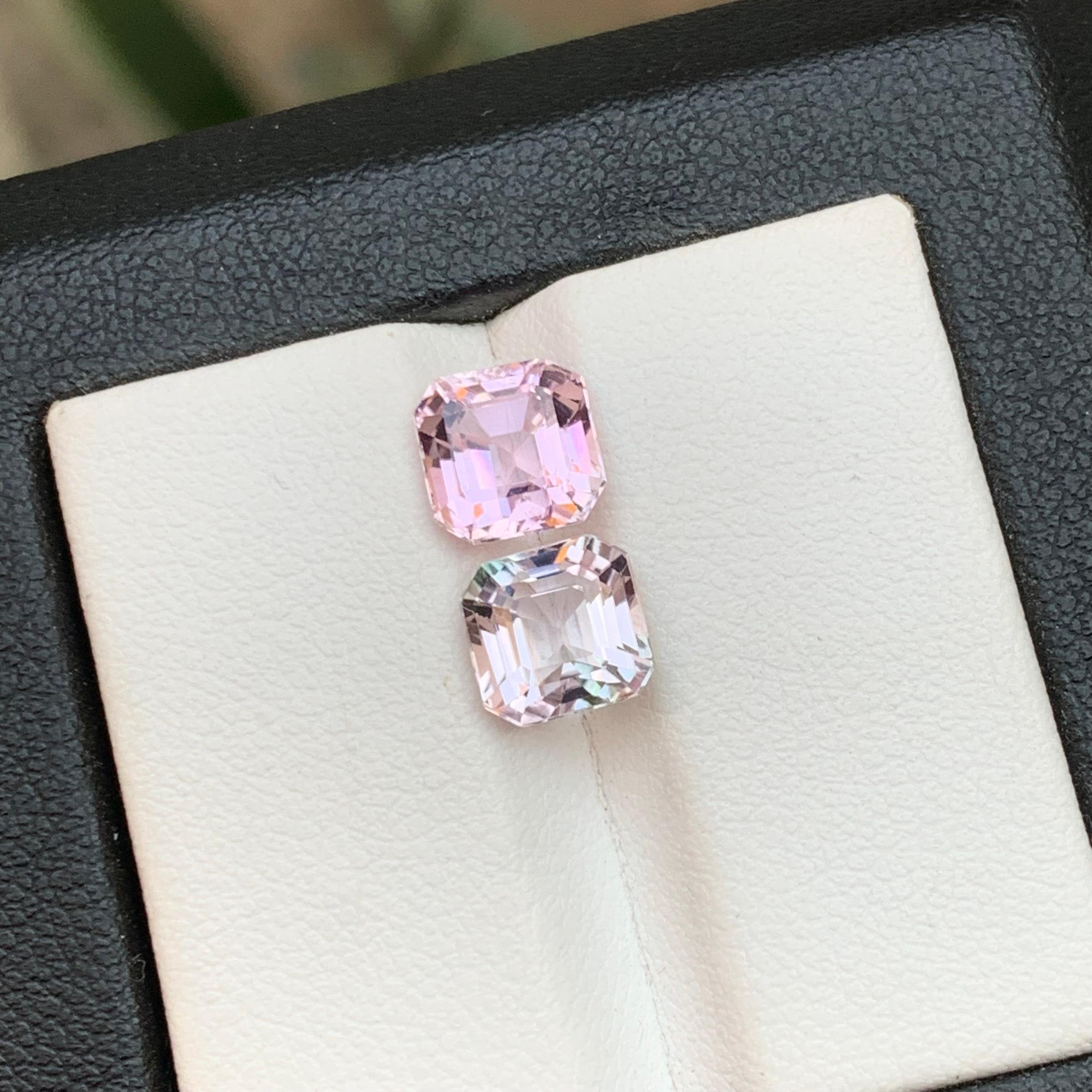 Light and Pastel Baby Pink Natural Tourmaline Loose Gemstones 4.35 Ct Square Cut For Sale 6