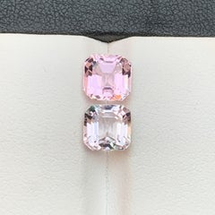 Light and Pastel Baby Pink Natural Tourmaline Loose Gemstones 4.35 Ct Square Cut