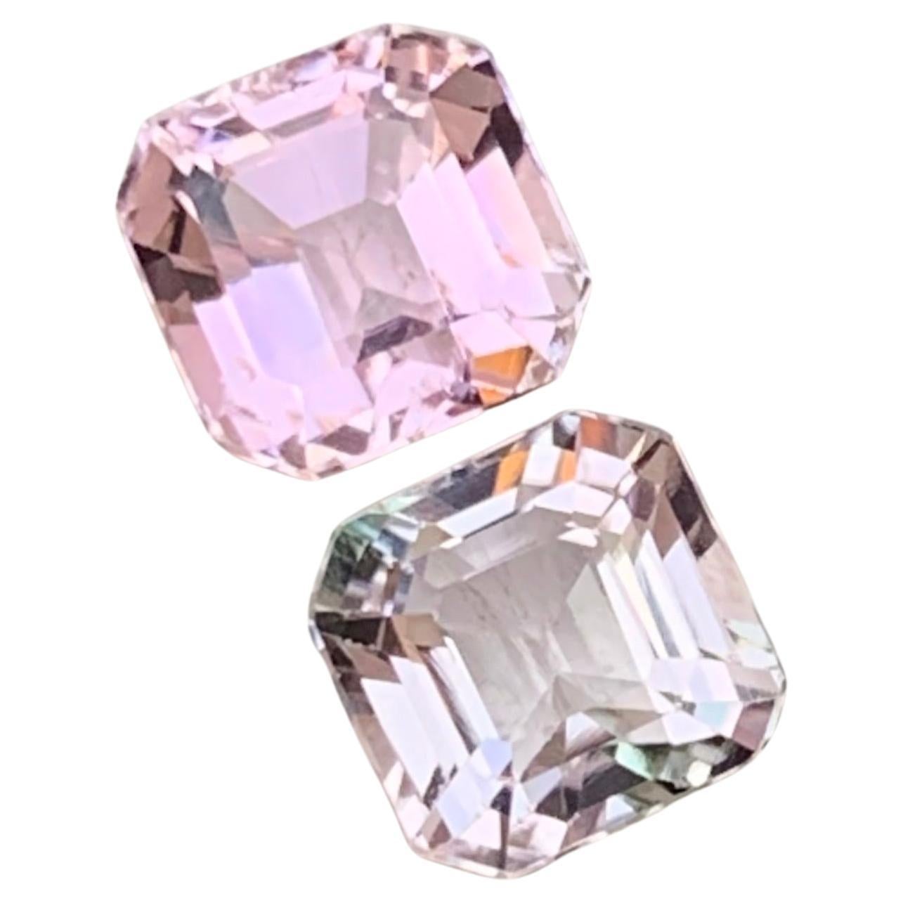 Light and Pastel Baby Pink Natural Tourmaline Loose Gemstones 4.35 Ct Square Cut For Sale