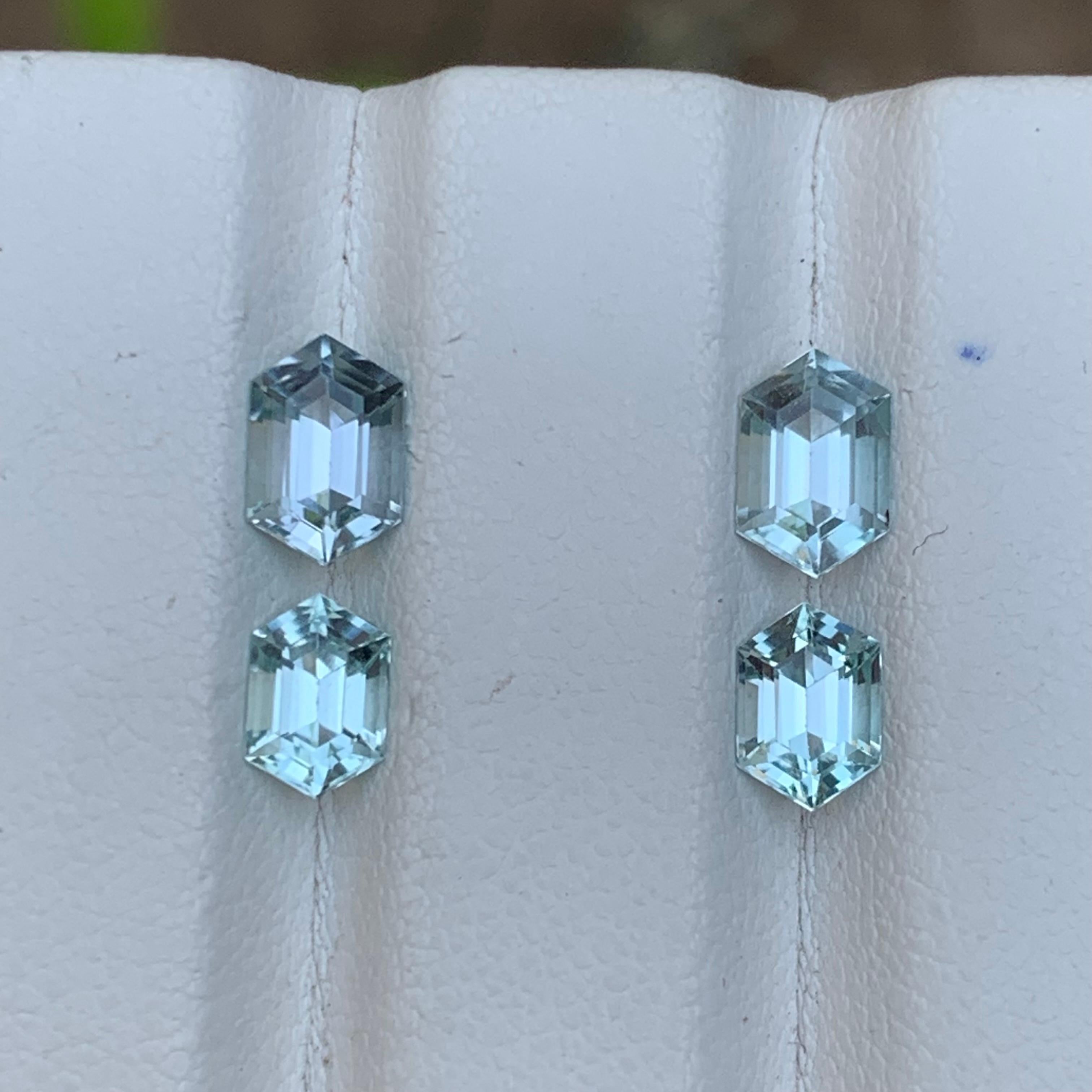 Light Aqua Sea-foam Natural Tourmaline Earrings Loose Gemstone Pairs 3.05 Carat in vendita 7