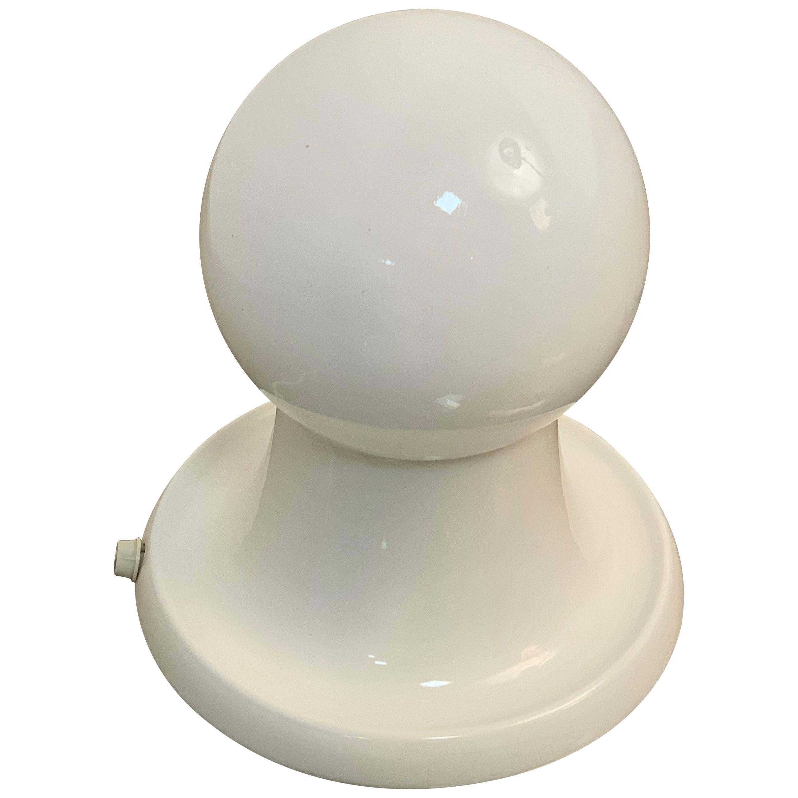 "Light Ball" by Castiglioni for Flos, White Table Lamp with Opaline Glass, Italy