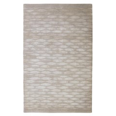 Light Beige Modern Wool & Silk Rug With Geometric Pattern