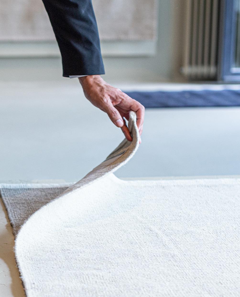 Contemporary Light Beige with Stitches Escape Kelim Carpet by Massimo Copenhagen For Sale