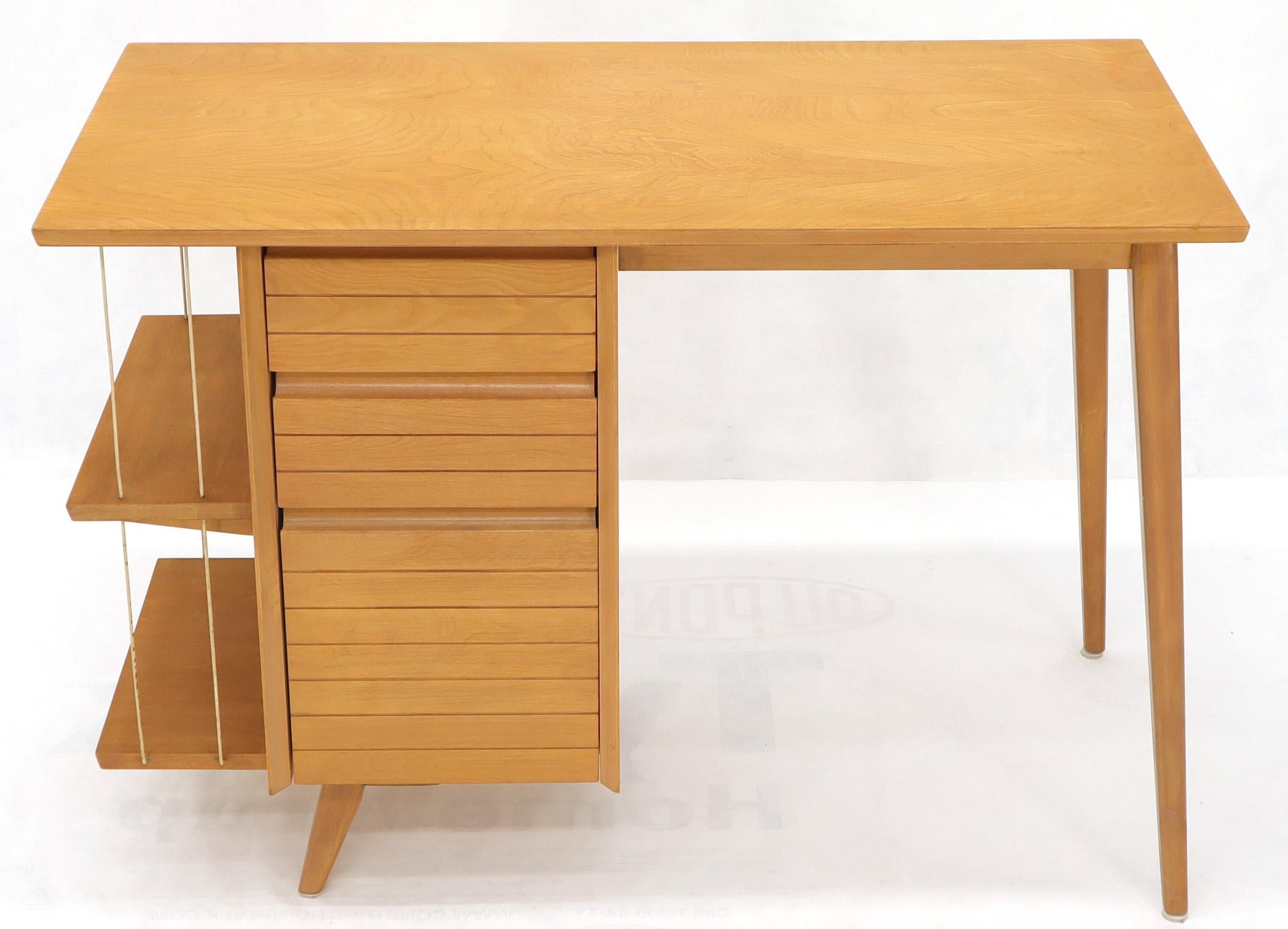 Light Birch Single Pedestal Petit Desk with Bookcase and Three Drawers 1