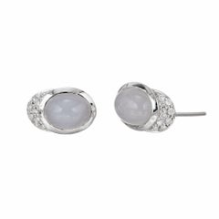 Light Blue 4.00 Carat Chalcedony White Gold Diamond Earrings