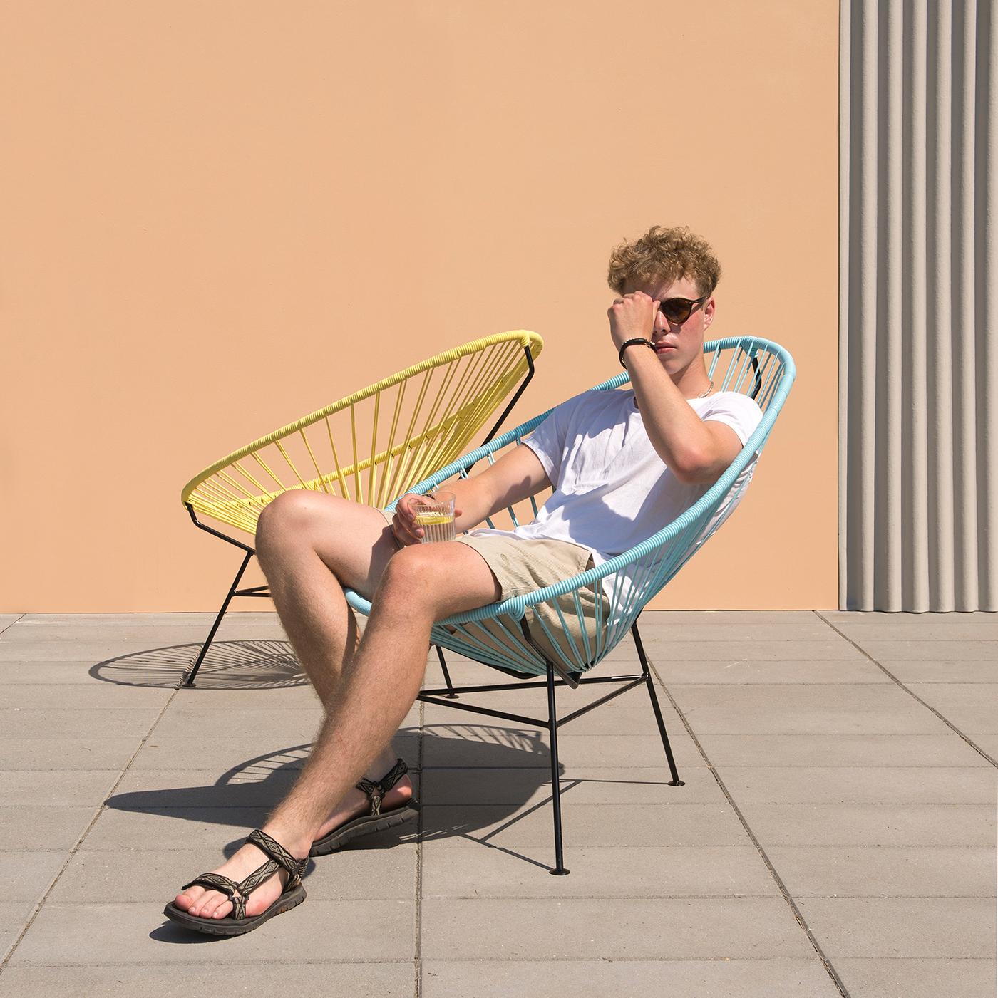 Hellblauer Acapulco-Stuhl von OK Design (Postmoderne) im Angebot
