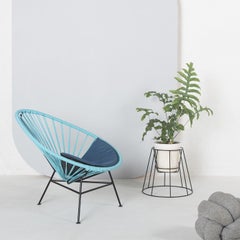 Light Blue Acapulco Mini Chair With Petroleum Blue Cushion by OK Design
