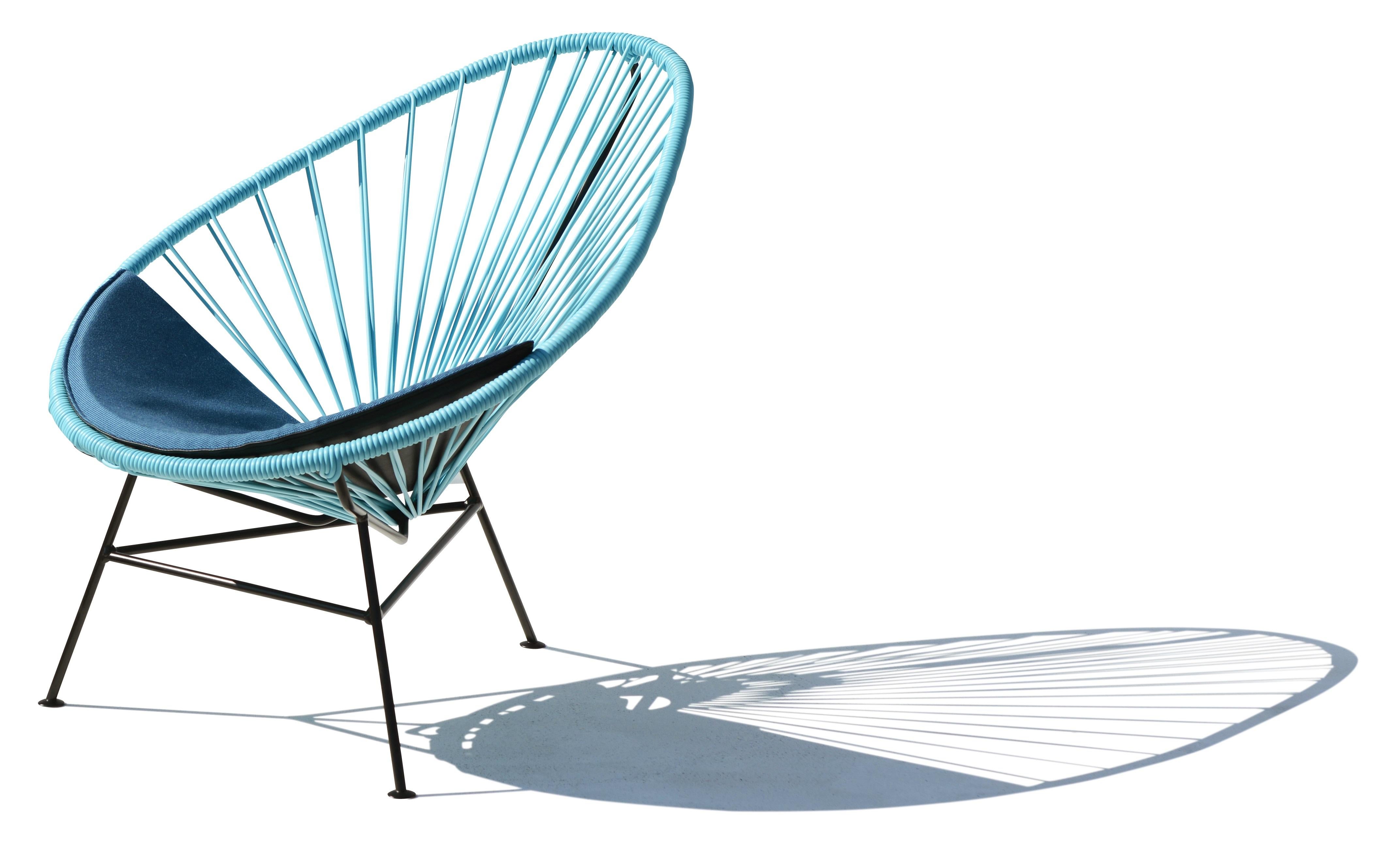Post-Modern Light Blue Acapulco Mini Chair With Petroleum Blue Cushion by OK Design For Sale