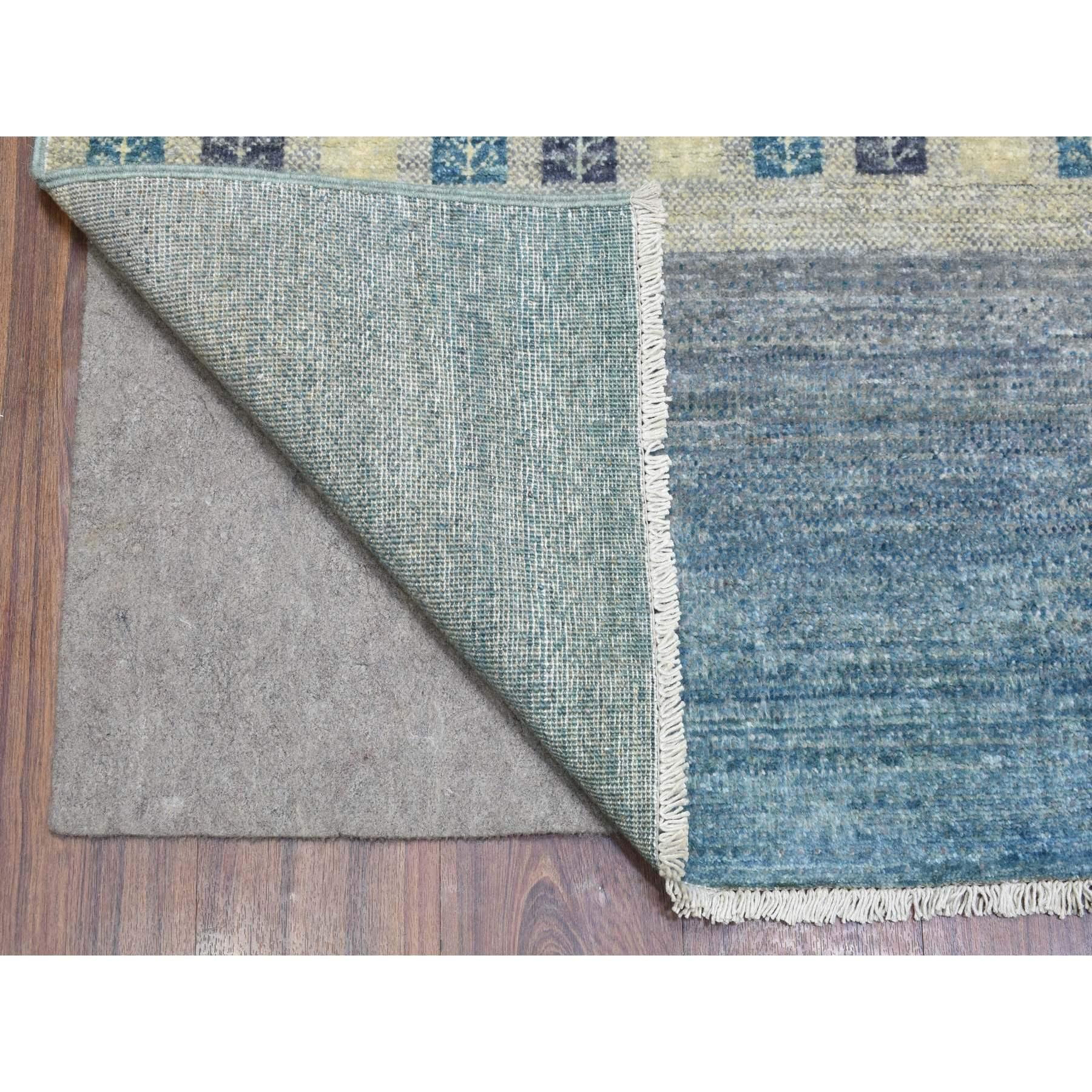 Hellblauer Afghan Kashkuli Gabbeh Design Handgeknüpfter Teppich aus reiner Wolle 9'0