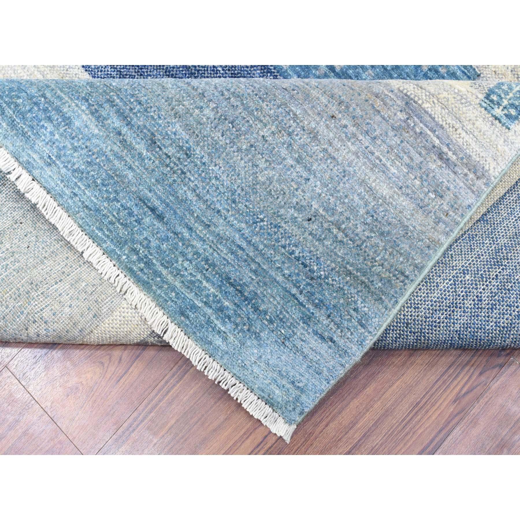 Hellblauer Afghan Kashkuli Gabbeh Design Handgeknüpfter Teppich aus reiner Wolle 9'0