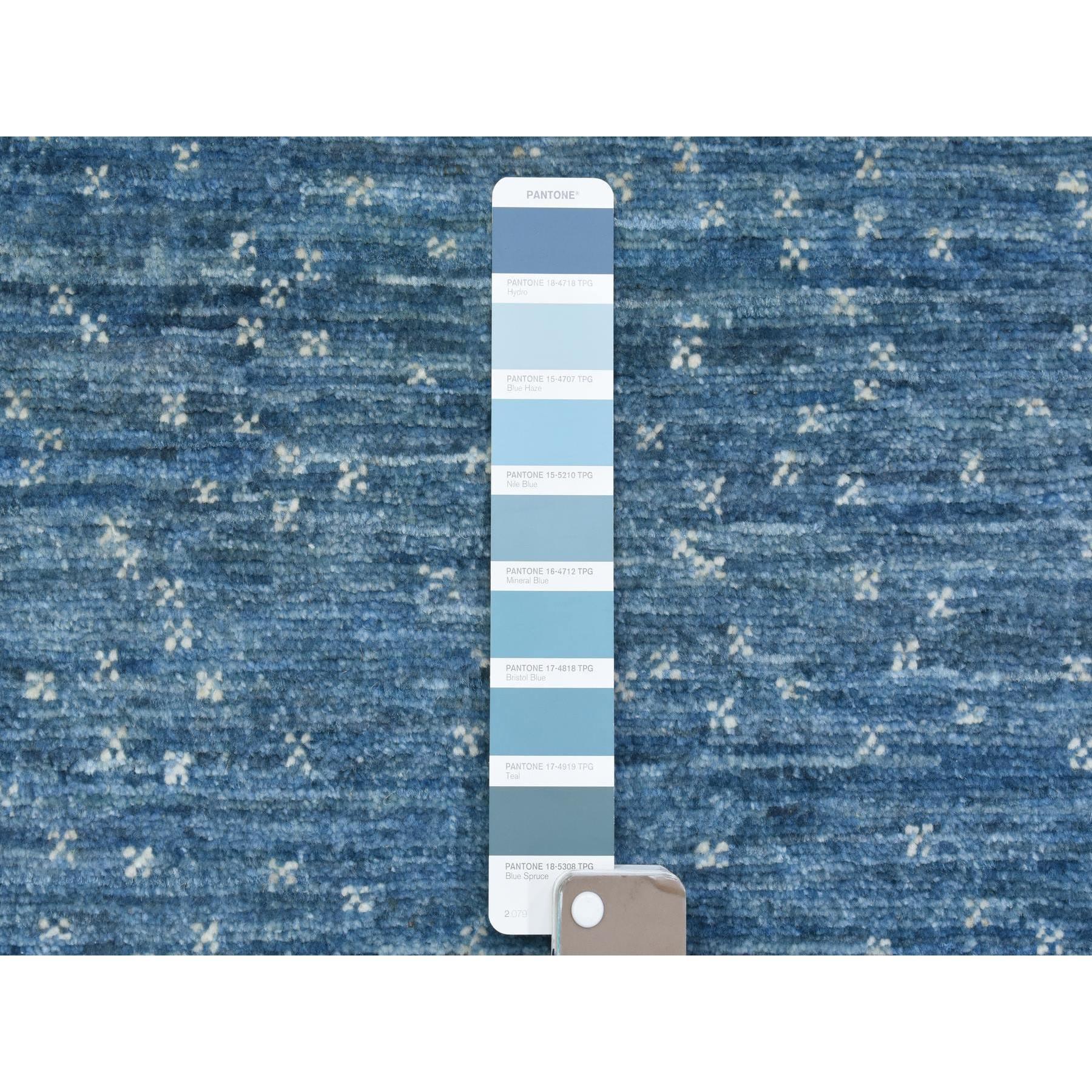 Hellblauer Afghan Kashkuli Gabbeh Design Handgeknüpfter Teppich aus reiner Wolle 9'0