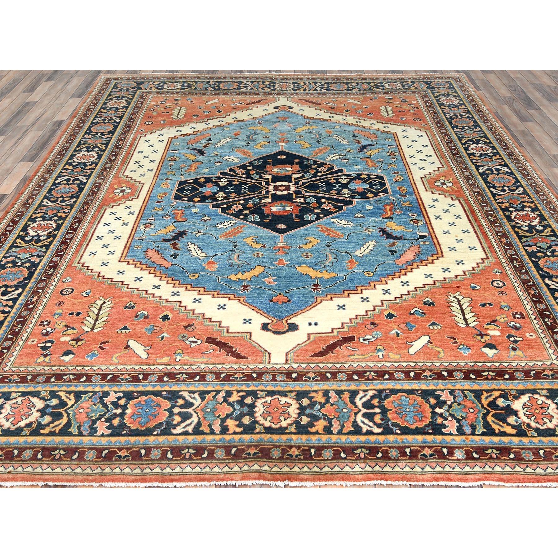 Heriz Serapi Tapis Peshawar bleu clair noué à la main avec motif Serapi Heriz 9'x11'10