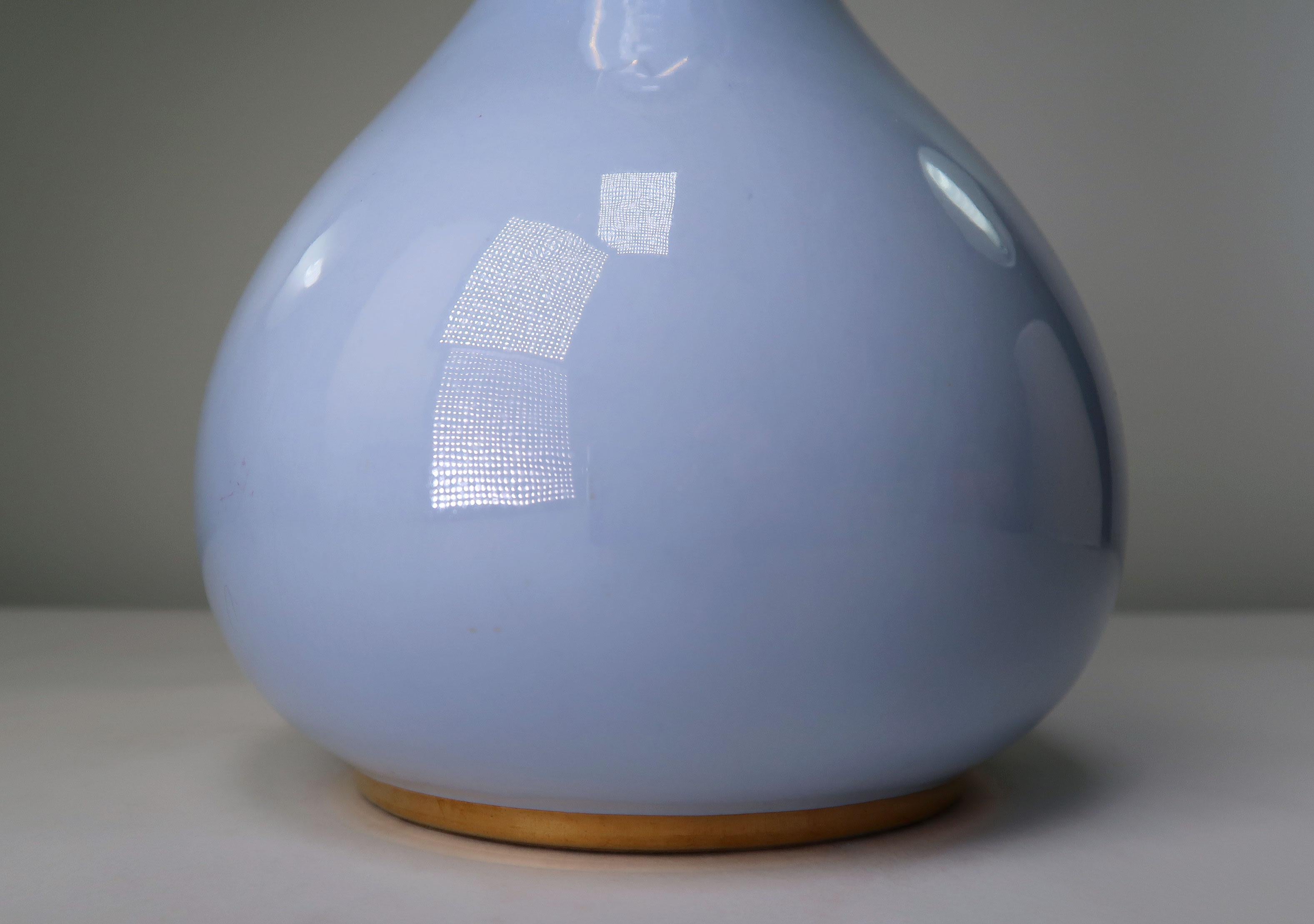 Light Blue and Gold 1950s Porcelain Table Lamp by Danish Søholm Keramik In Good Condition In Copenhagen, DK