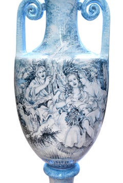 Amphora Ceramics in azzurro e grigio dipinta a mano Francois Boucher Italia