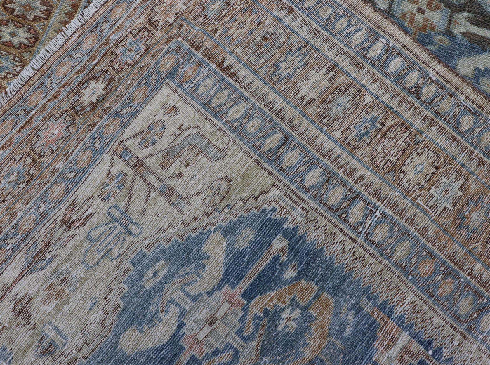 Persischer Galerie- Malayer-Teppich in Hellblau und L. Grün mit geometrischem Design im Angebot 10
