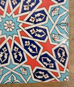 Light Blue and Red Stary Tile Wall Art or Tabletop