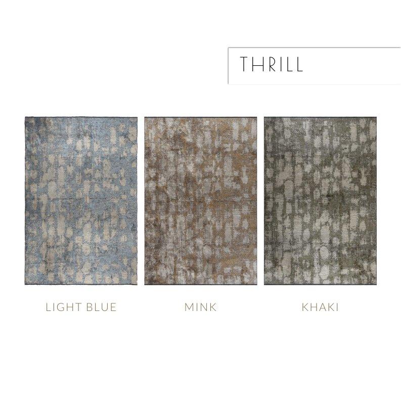 Hellblauer und silbergrauer Teppich mit abstraktem Geo-Muster und Glanz im Angebot 3