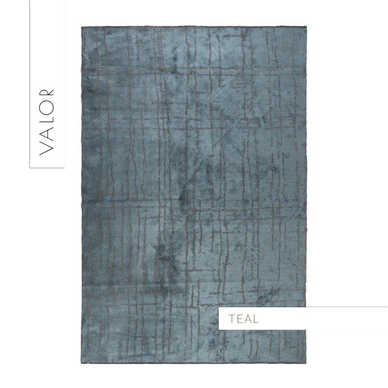 Hellblauer und silbergrauer Teppich mit abstraktem Geo-Muster und Glanz im Angebot 7