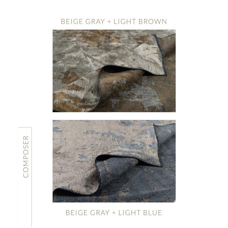 Hellblauer und silbergrauer Teppich mit abstraktem Geo-Muster und Glanz im Angebot 12