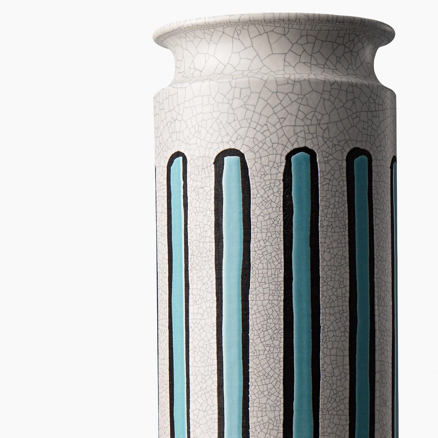 Italian Light Blue and White Greek Vase by Aldo Londi For Sale