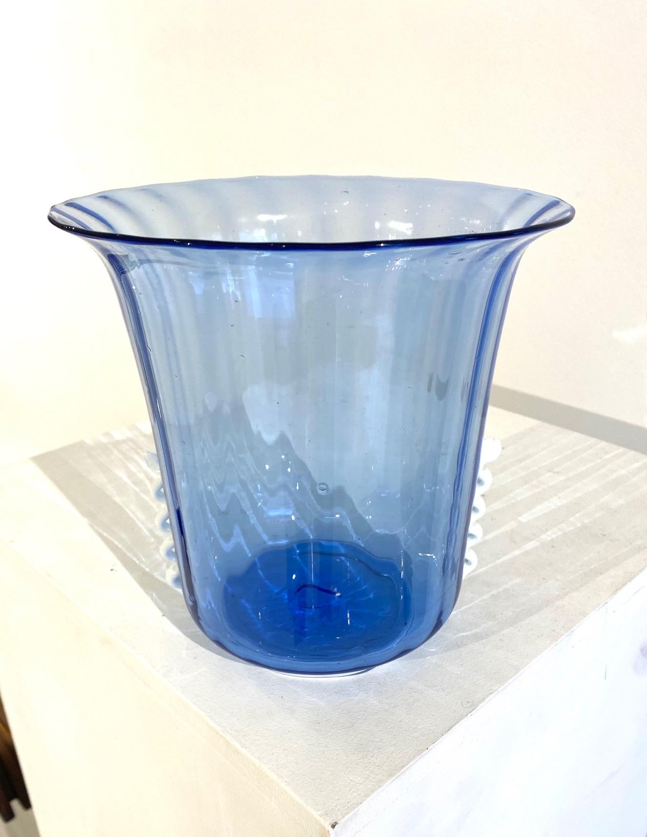 Italian Light Blue and White Murano Glass Vase