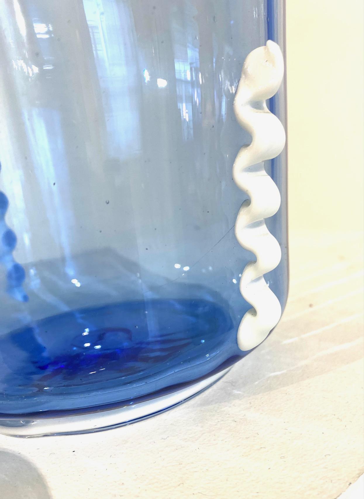 Mid-20th Century Light Blue and White Murano Glass Vase