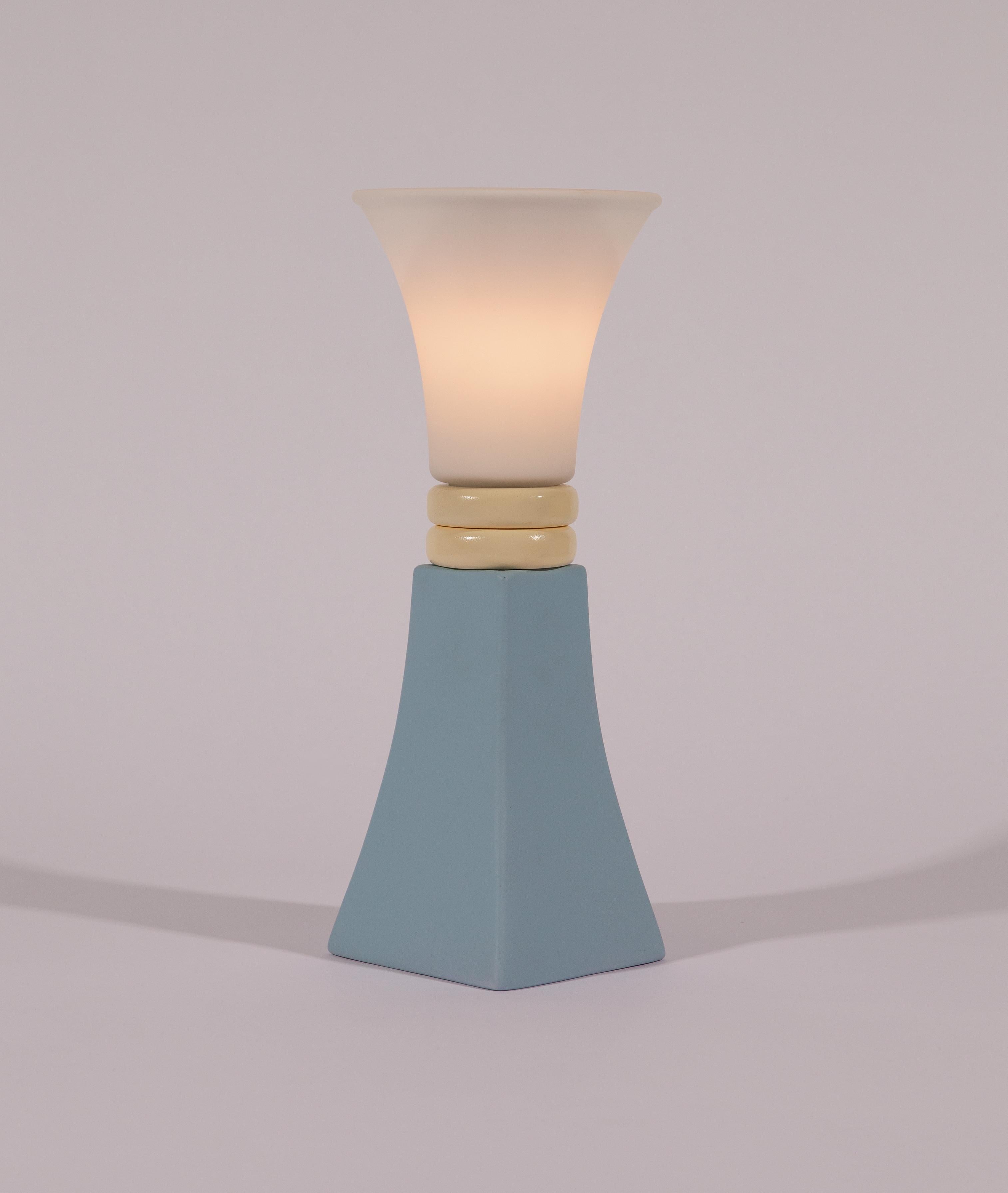 Post-Modern Light Blue and Yellow Unique Contemporary Table Lamp by Nusprodukt For Sale