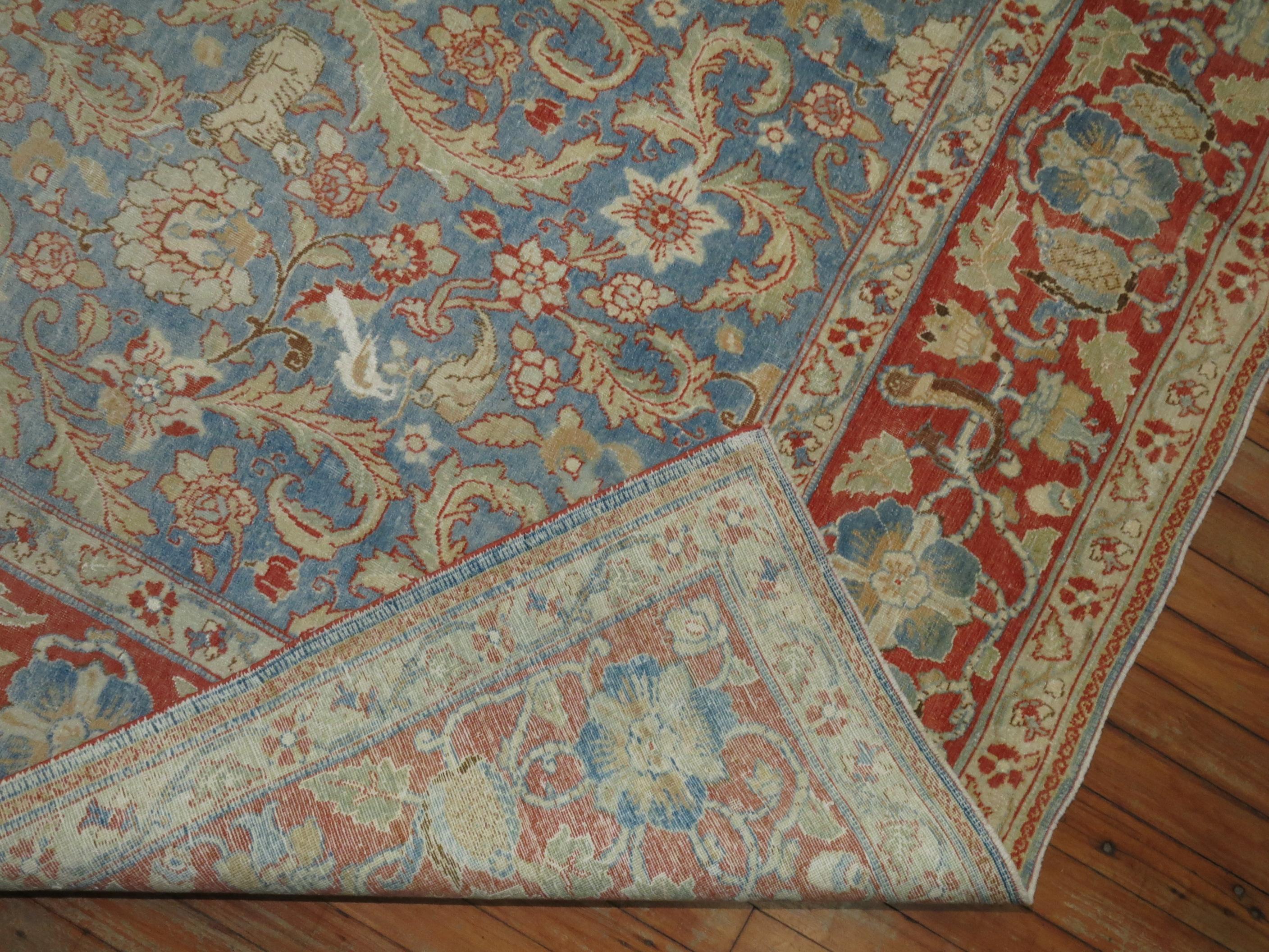 Persischer Qum-Teppich mit hellblauem Tiermuster (20. Jahrhundert) im Angebot