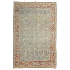 Antique Light Blue Animal Persian Qum Rug