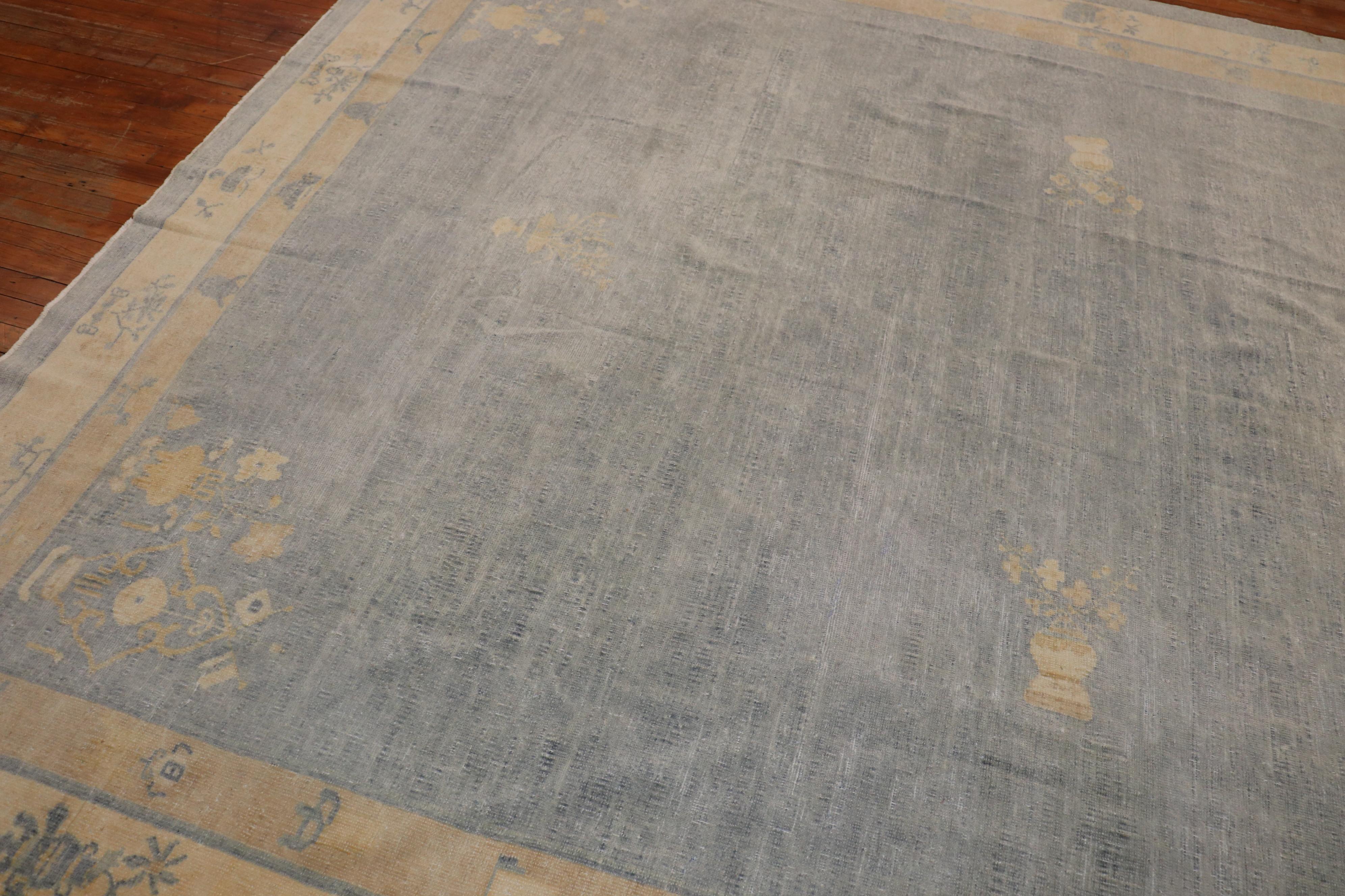 Light Blue Antique Chinese Rug For Sale 3