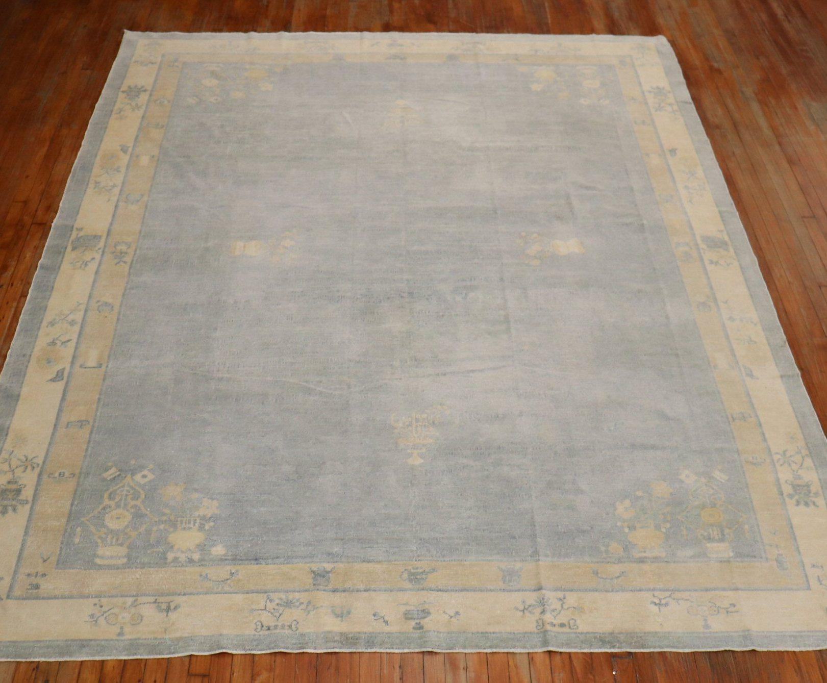Mid-Century Modern Light Blue Antique Chinese Rug For Sale