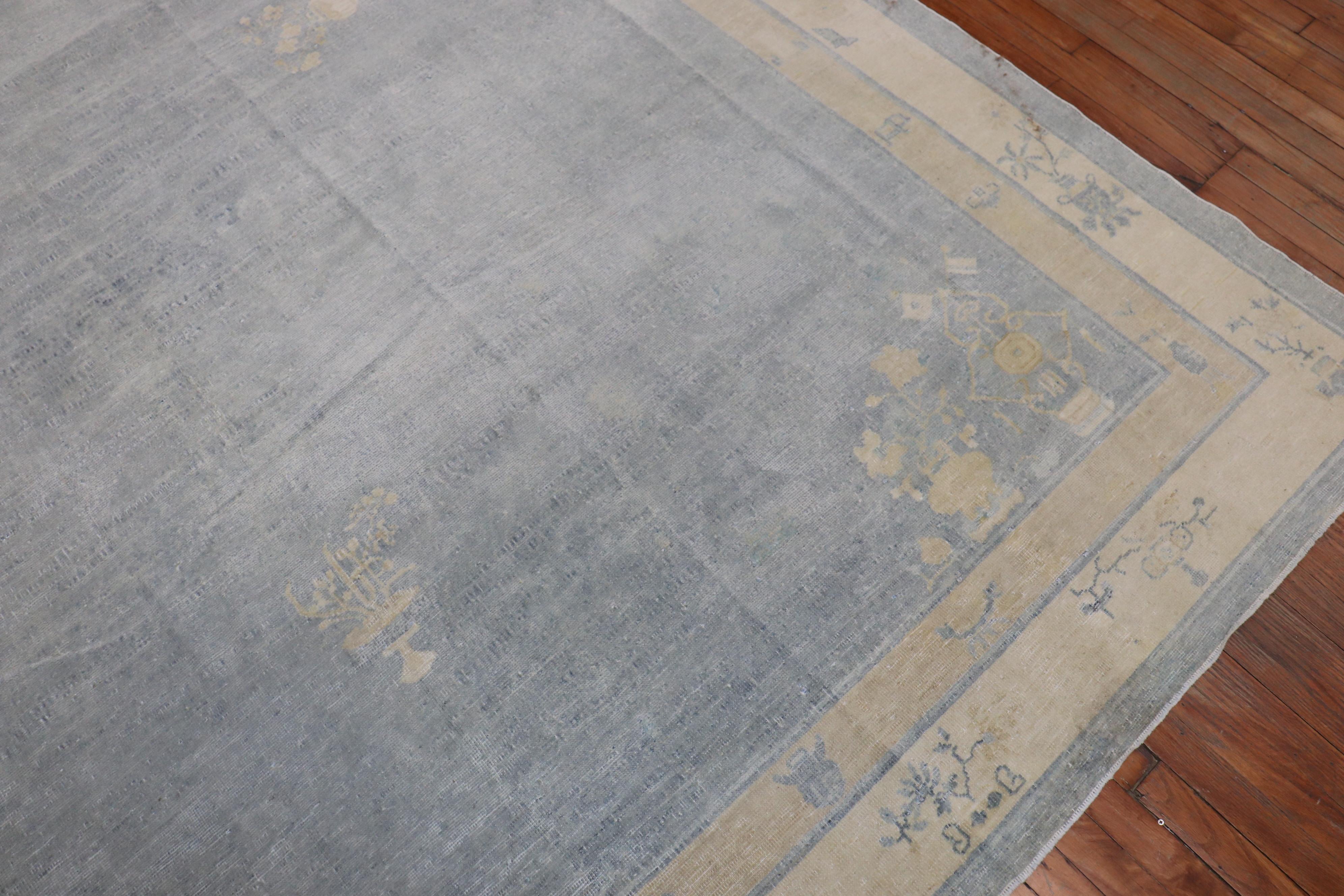 20th Century Light Blue Antique Chinese Rug For Sale