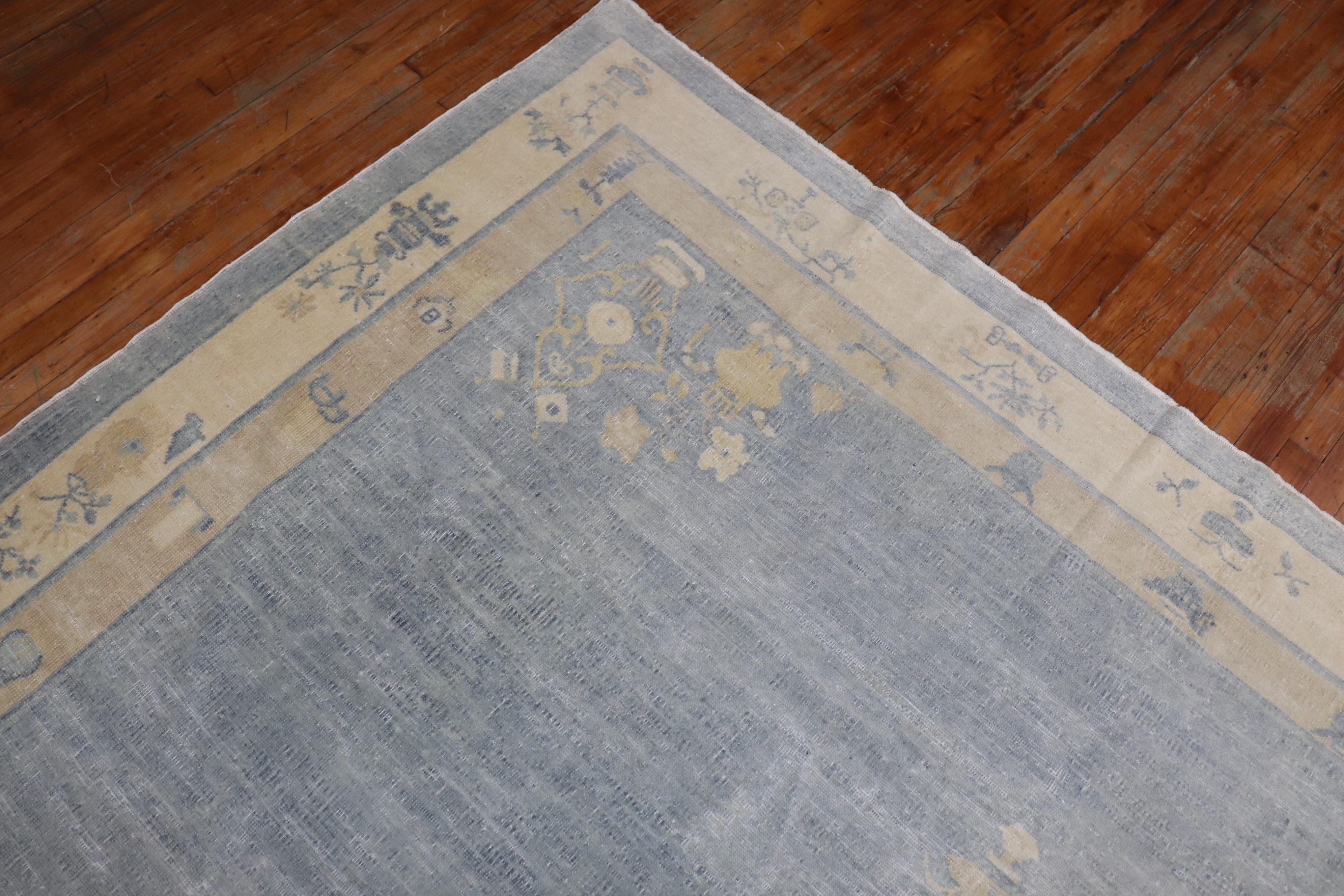 Light Blue Antique Chinese Rug For Sale 2