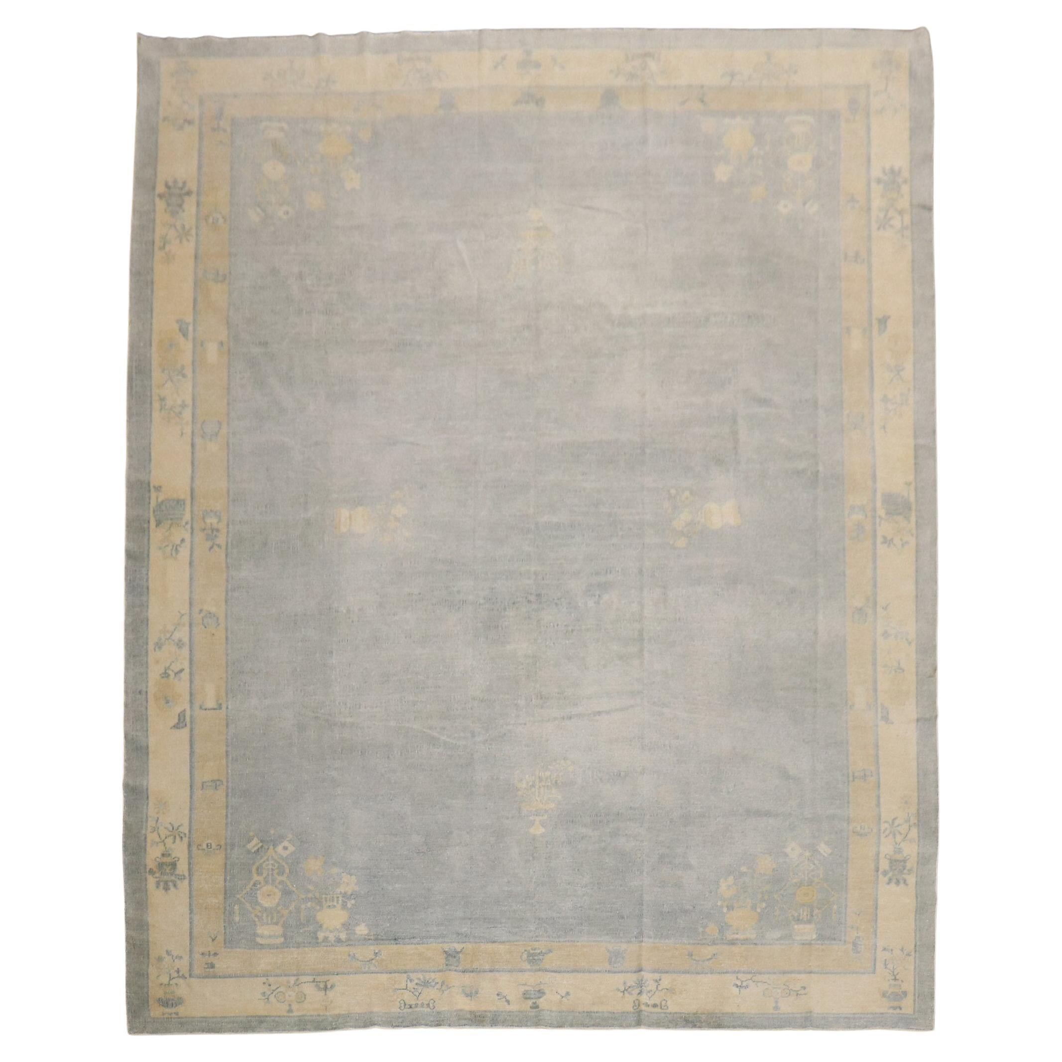 Light Blue Antique Chinese Rug