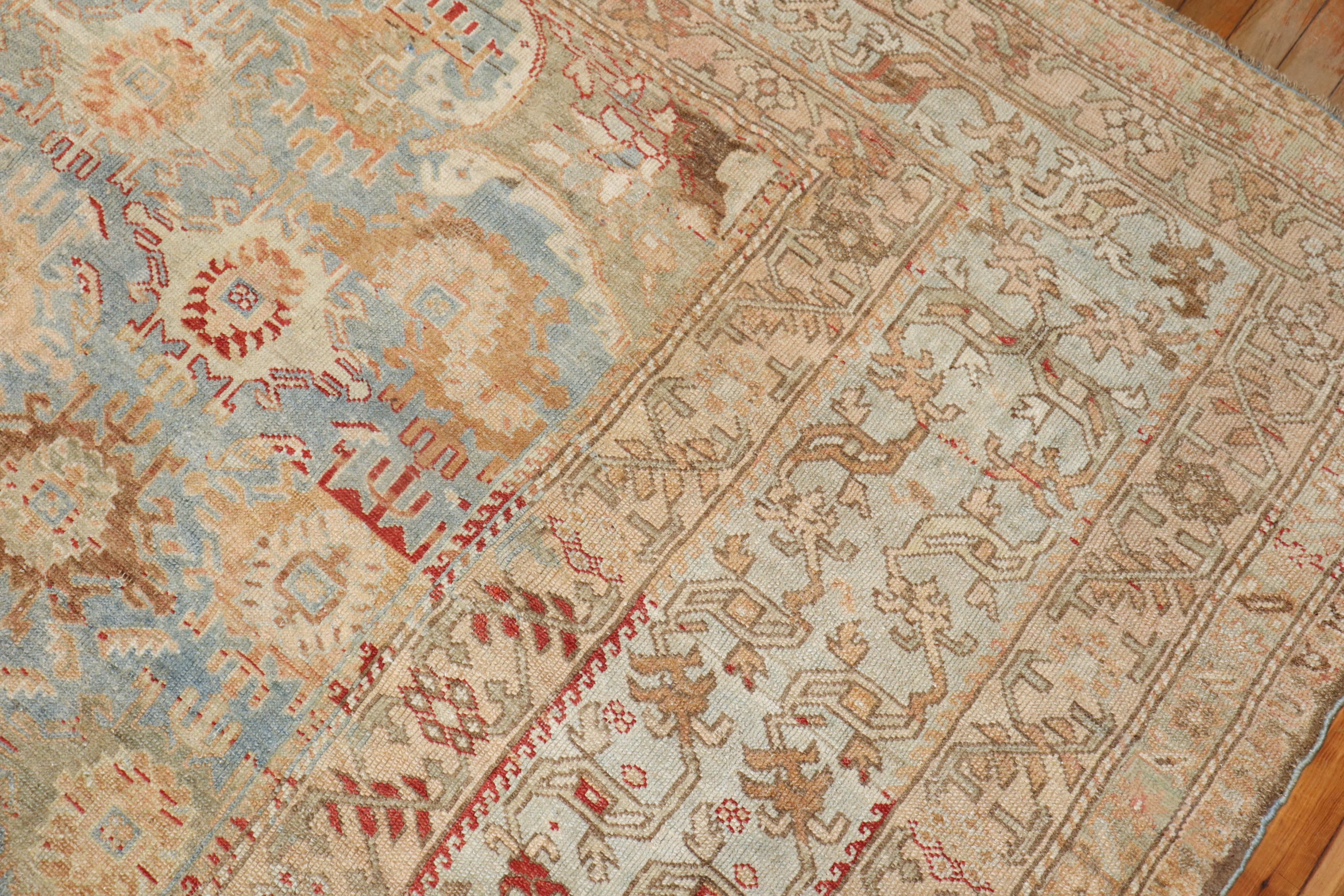 Hand-Knotted Light Blue Antique Malayer Corridor Rug For Sale