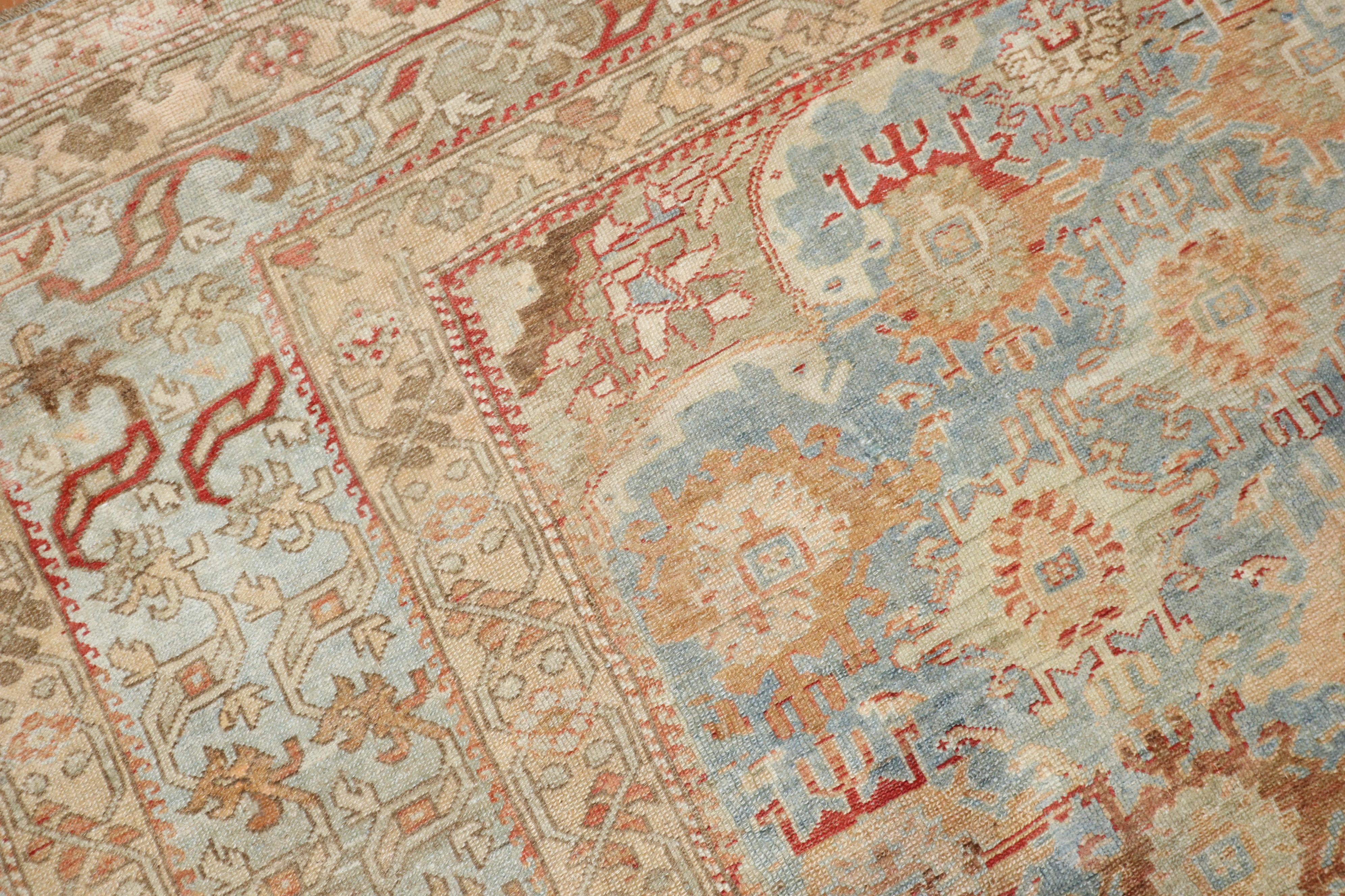 Light Blue Antique Malayer Corridor Rug In Good Condition For Sale In New York, NY