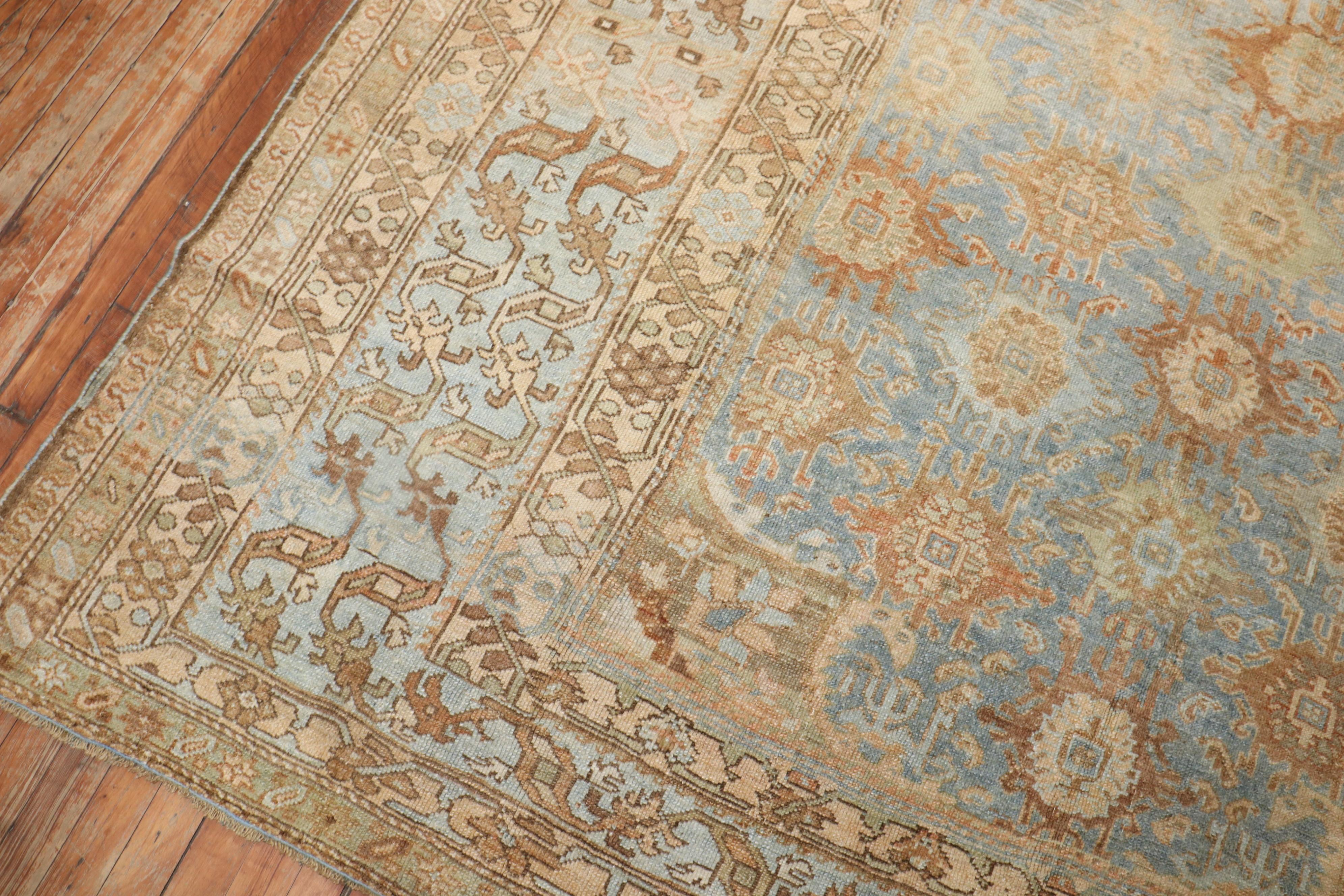 Wool Light Blue Antique Malayer Corridor Rug For Sale