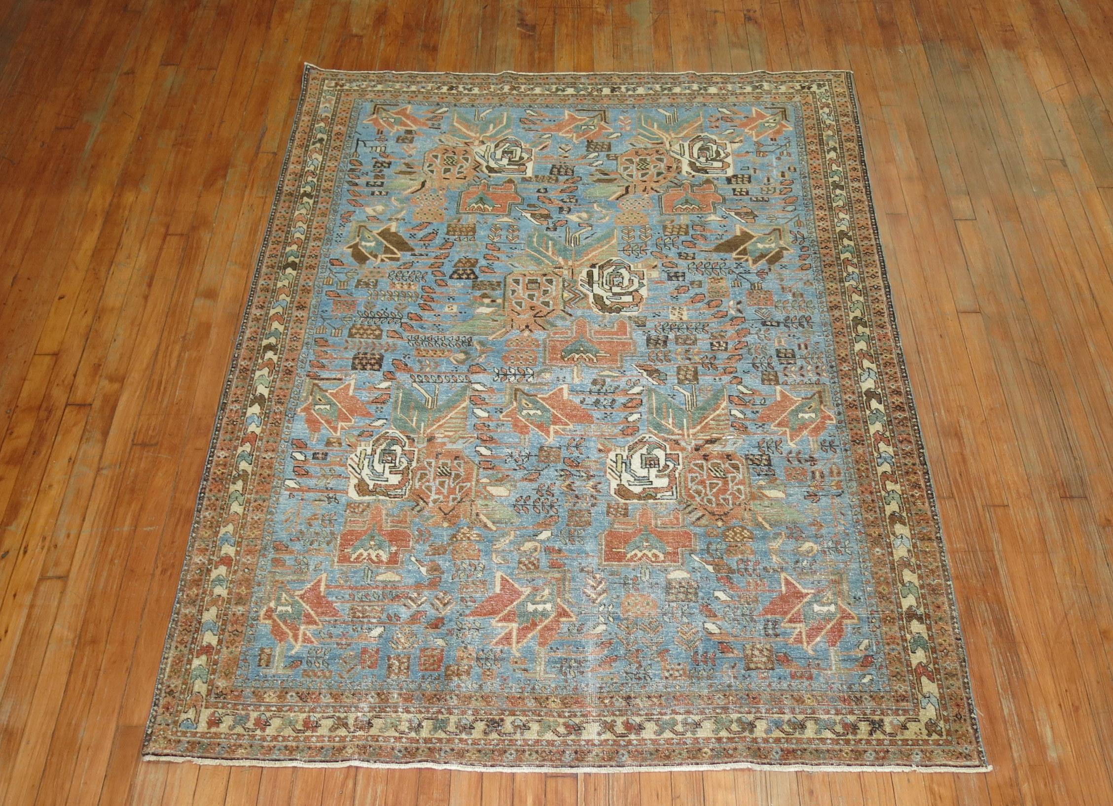 Antiker persischer Afshar-Teppich in Hellblau (Frühes 20. Jahrhundert) im Angebot