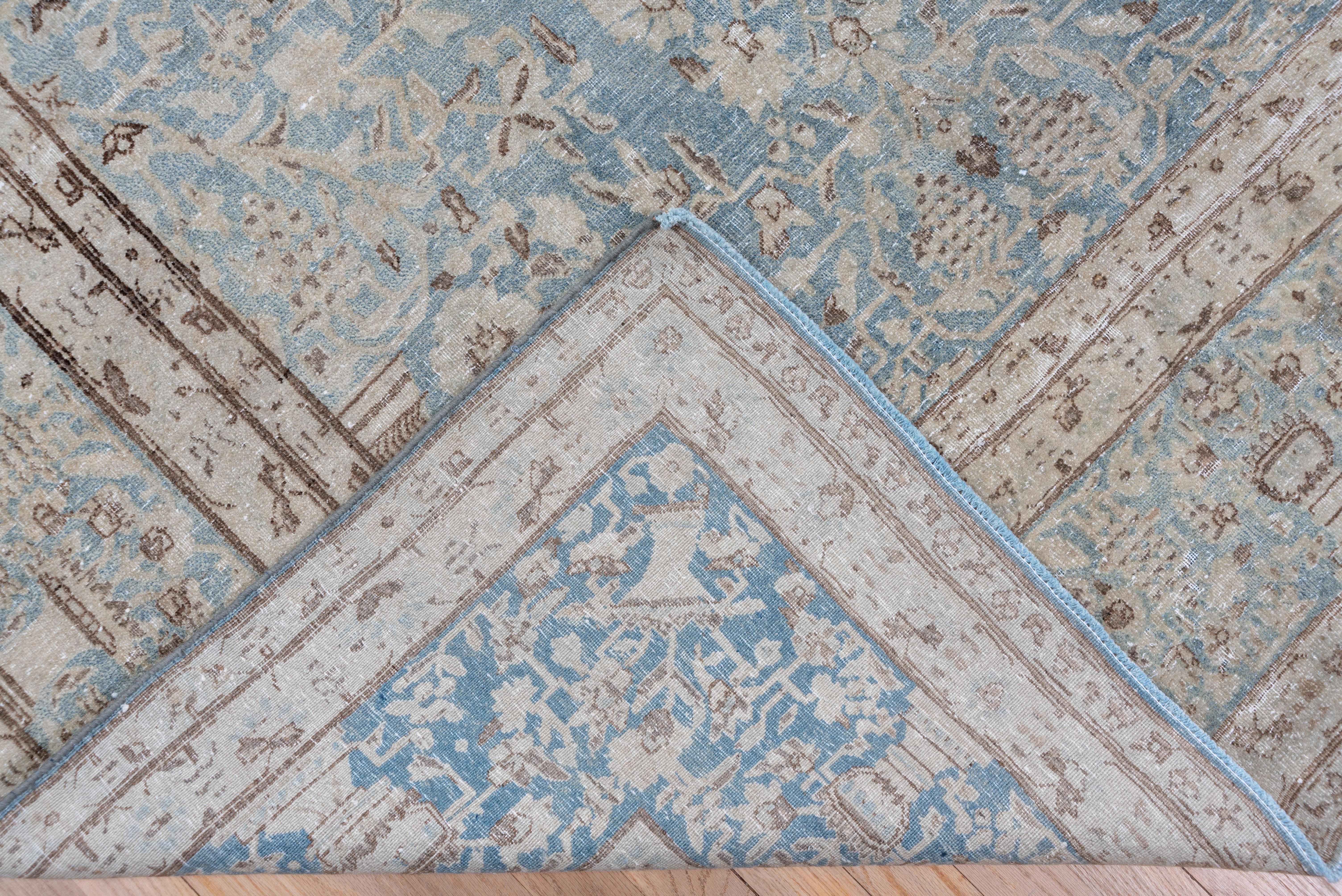 Light Blue Antique Persian Kerman Carpet with Vase Design, Allover Field For Sale 3