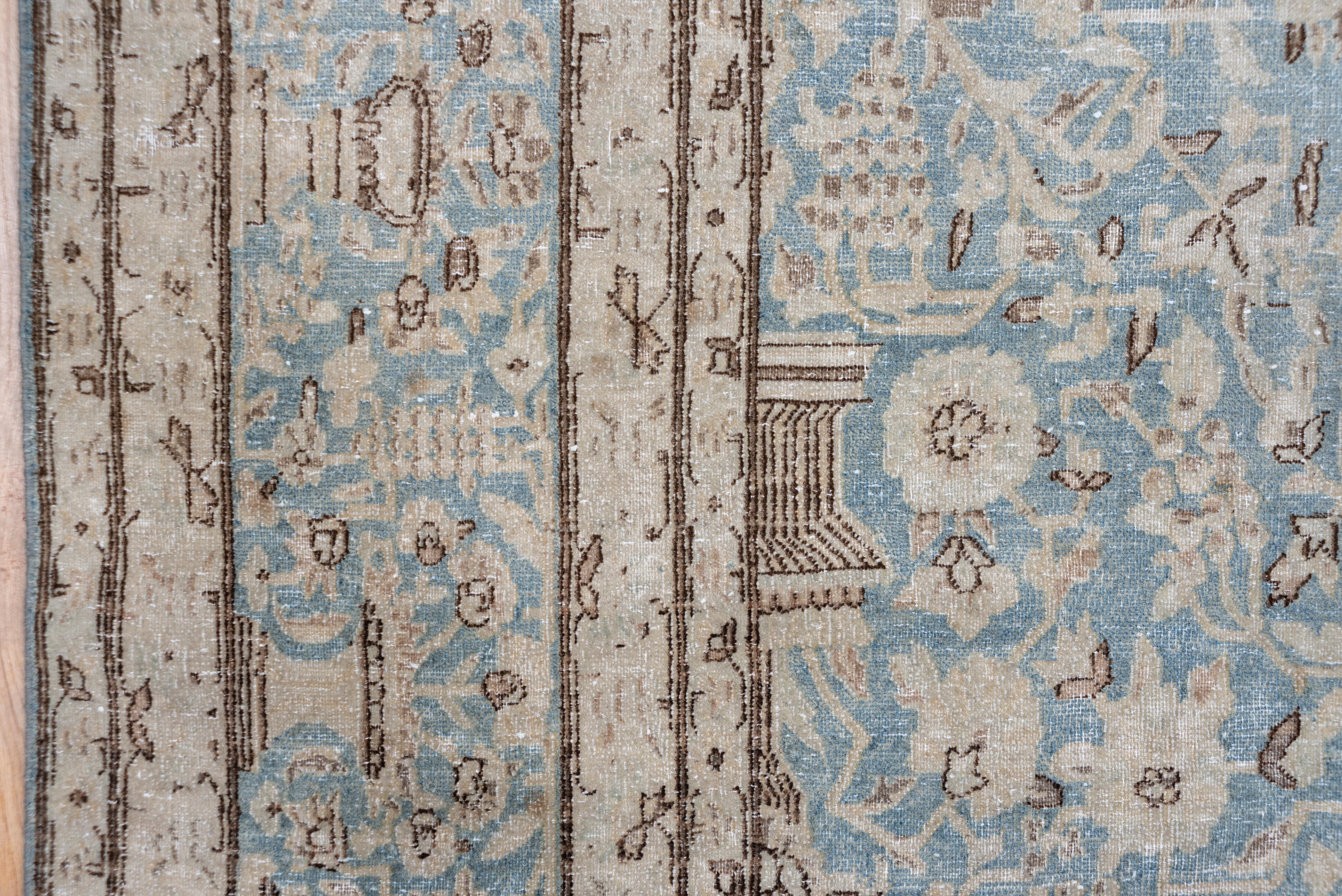 Light Blue Antique Persian Kerman Carpet with Vase Design, Allover Field For Sale 2