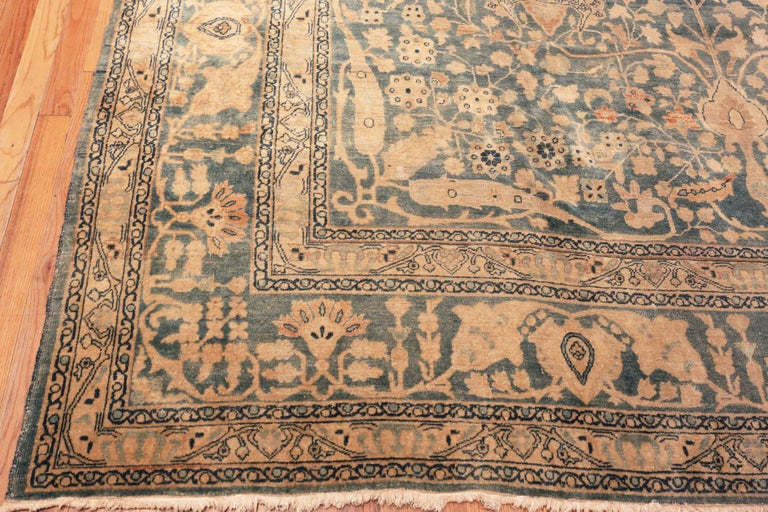 Hand-Knotted Light Blue Antique Persian Khorassan Area Rug. Size: 11 ft 4 in x 20 ft 6 in For Sale
