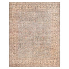 Light Blue Antique Persian Khorassan Rug. Size: 10 ft 2 in x 13 ft