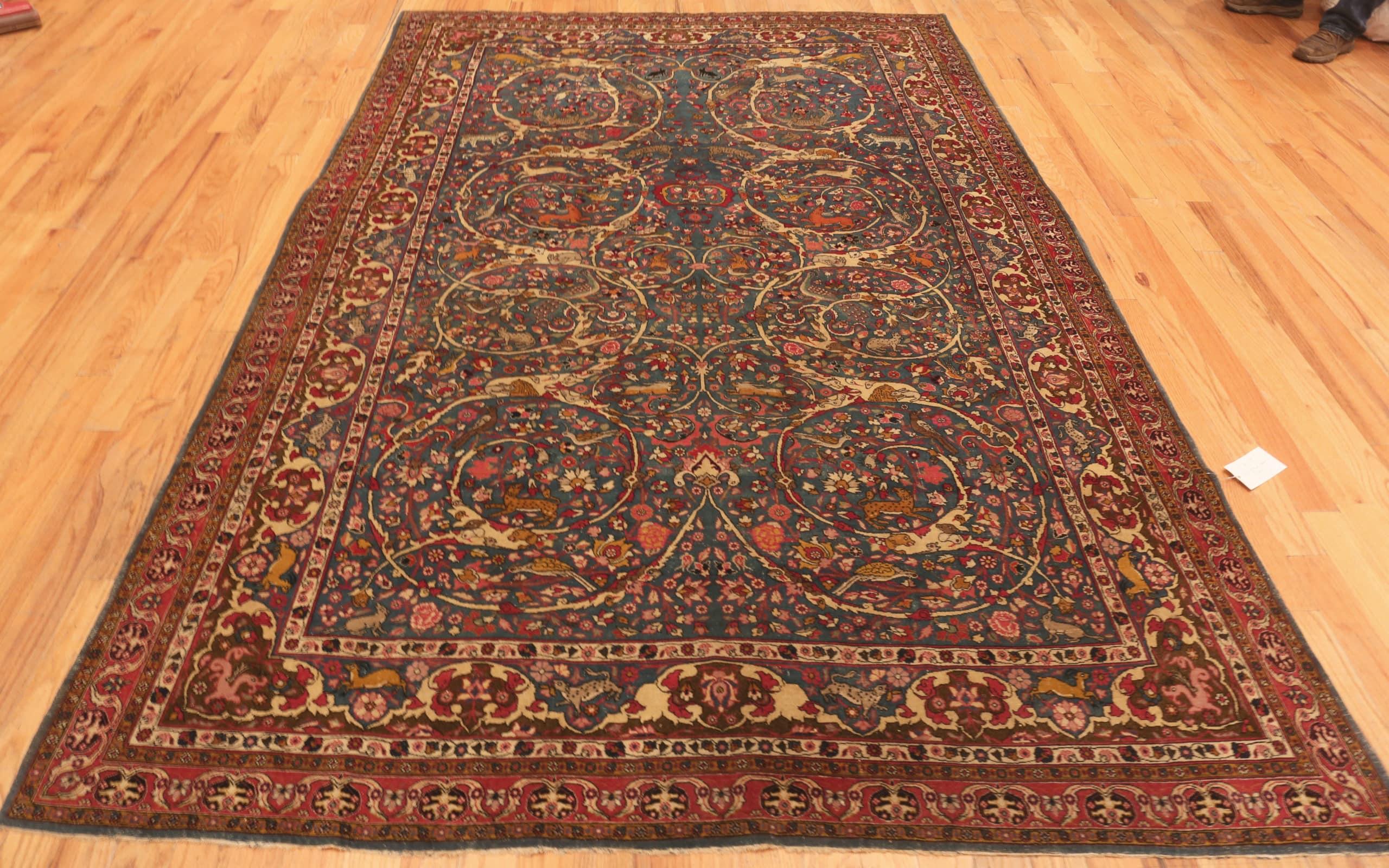 Other Nazmiyal Collection Antique Persian Tehran Animal Rug. Size: 7 ft x 10 ft 2 in