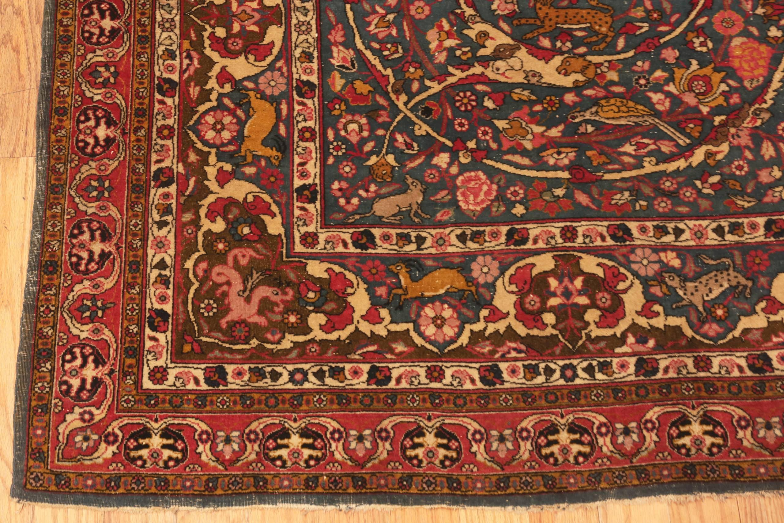 Hand-Knotted Nazmiyal Collection Antique Persian Tehran Animal Rug. Size: 7 ft x 10 ft 2 in